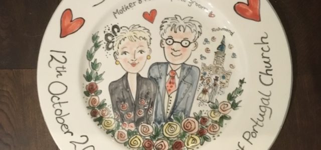 hand painted wedding plate october 2019