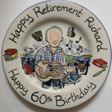 Happy retirement 60th birthday hand painted plate
