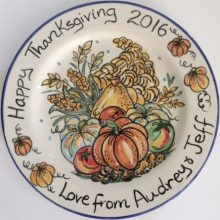 Hand painted happy Thanksgiving plate