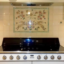 Hare hand painted kitchen tile mural