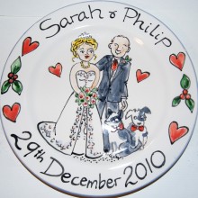 Hand painted personalised wedding plate 2010 S&P