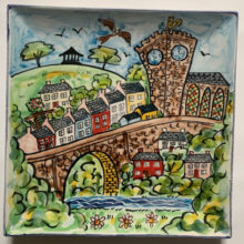 Llandeilo town single hand painted tile