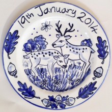 Blue and White Delft style deer plate for a wedding anniversary
