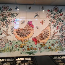 Hen and Hare tile mural