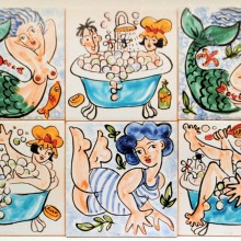 Single bath tiles mermaids and bathing beauties