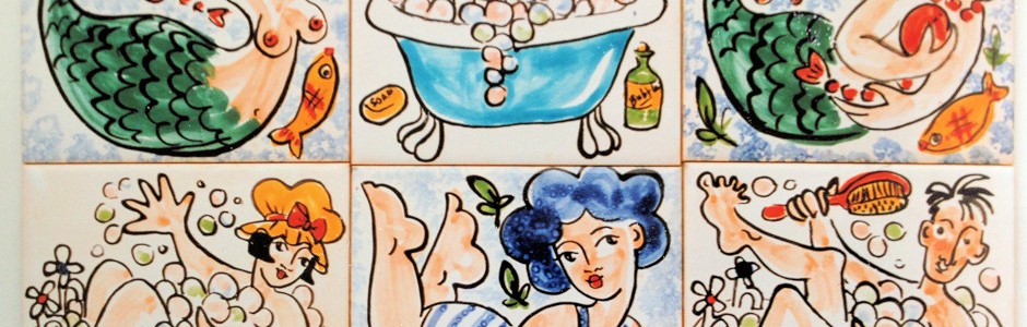 Single bath tiles mermaids and bathing beauties