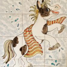 splashing horse bathroom mural