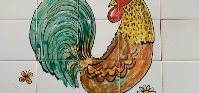 Kitchen tile mural hand painted cockerel