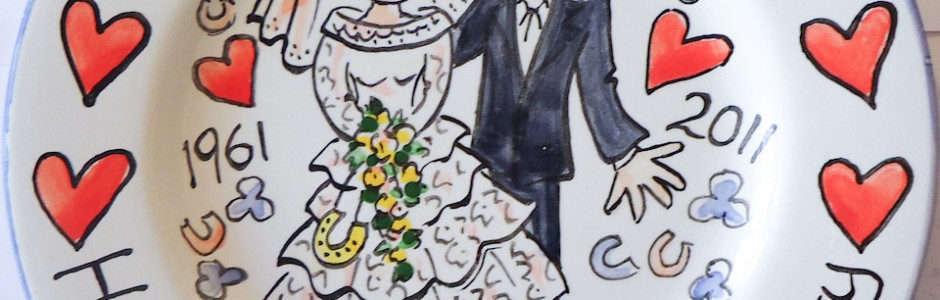 Hand painted personalised Happy Golden Wedding Anniversary Plate N&J
