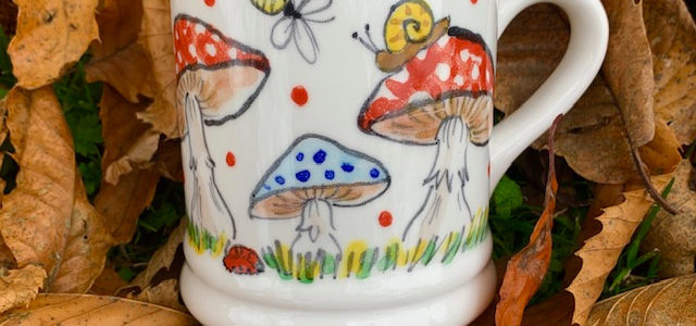 toadstool hand painted mug