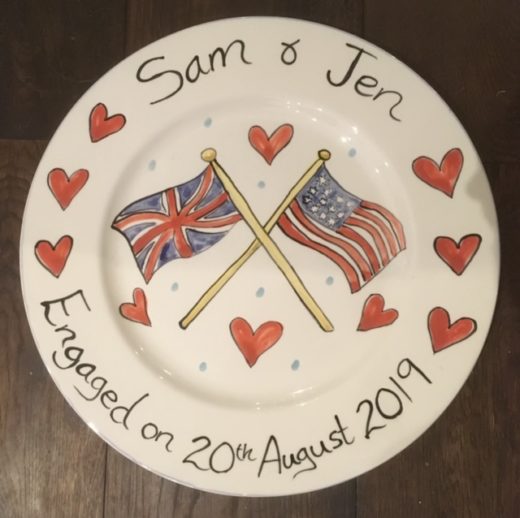 Hand painted plates for weddings, christenings, and births