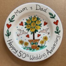 50th wedding anniversary hand painted plate