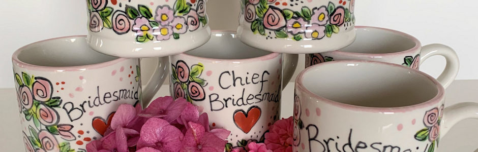 Hand painted wedding mugs