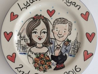 Hand painted wedding plate October 2016