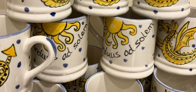 yellow dragon hand painted mugs