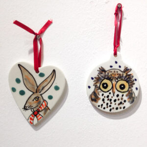 Hare and Owl Christmas Hanging Decoration
