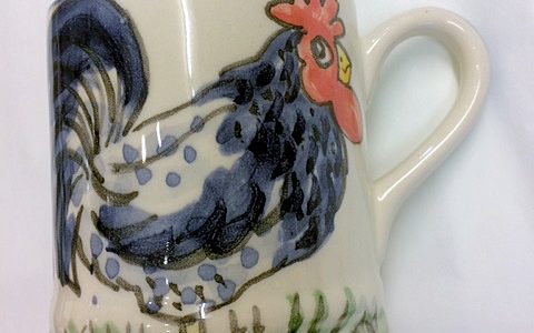 Hand painted blue hen mug