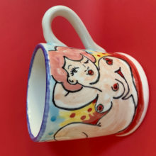 Naked Lady with pink hair Valentine mug