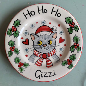 Holly hand painted Christmas Plate